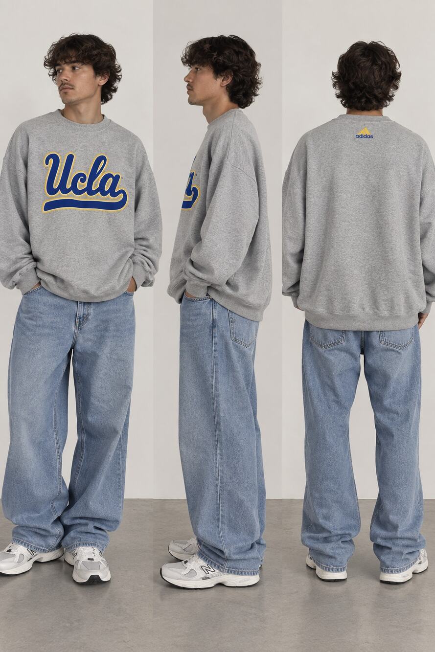 Vintage Adidas Team UCLA Bruins Sweatshirt Oversized Gray Spellout Collegiate